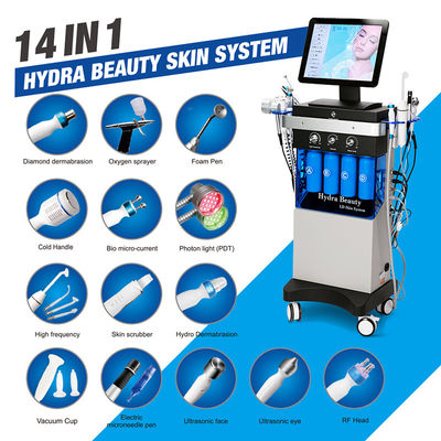 Macchina di dermabrasione idrafaciale multifunzionale da 14 in 1 con schermo touch da 10,4 pollici